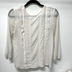 Loft cute ruffle cream blouse